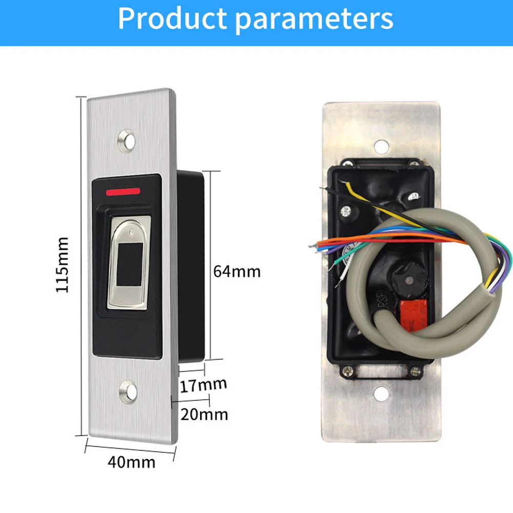 Metal Fingerprint Access Control Keypad RFID 125Khz Embedded Design Reader Secur