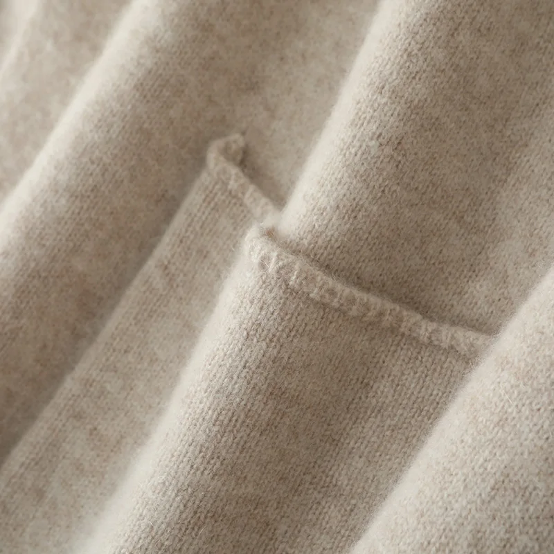 Christmas 100% Merino Wool 7-Needle Thick Knit Cardigan Loose Plus Size Top Women's Double Pocket Cashmere Coat Winter YYY2437 5