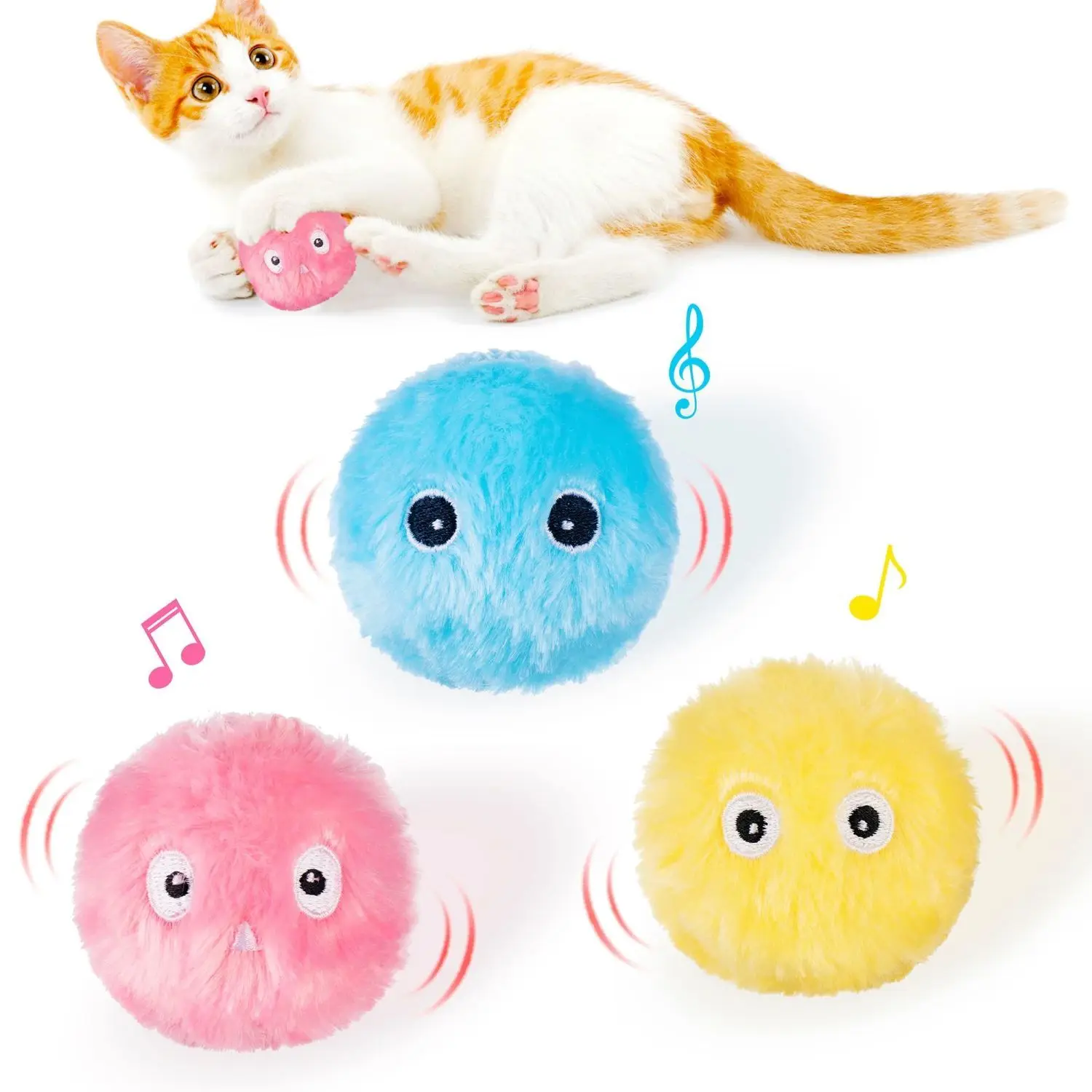 

Smart Cat Interactive Ball Cat Funny Chaser Roller Pet Toy Smart Interactive Ball Cat Training Toy With Animal Sounds