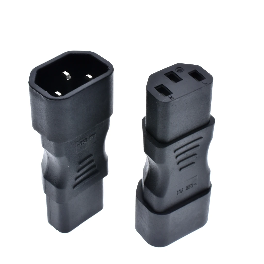 2-Pack IEC C14 To C13 90-Degree Power Adapter - 10A/16A 250V For UPS, PDU, TVs (Up Angle Plug)