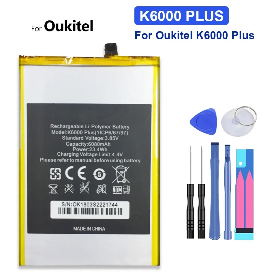 

Mobile Phone Replacement Battery For Oukitel K6000 Plus K6000Plus 6080mAh Polymer Li-ion Battery