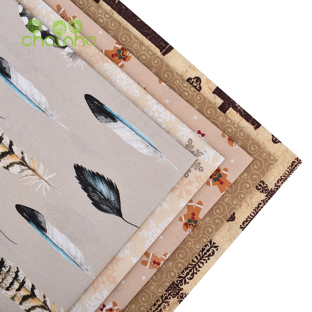 Chainho,Printed Plain Weave Cotton Fabric,Handmade DIY Quilting Sewing Material,Patchwork Cloth,Gray Color Series,20x25cm,15CD65