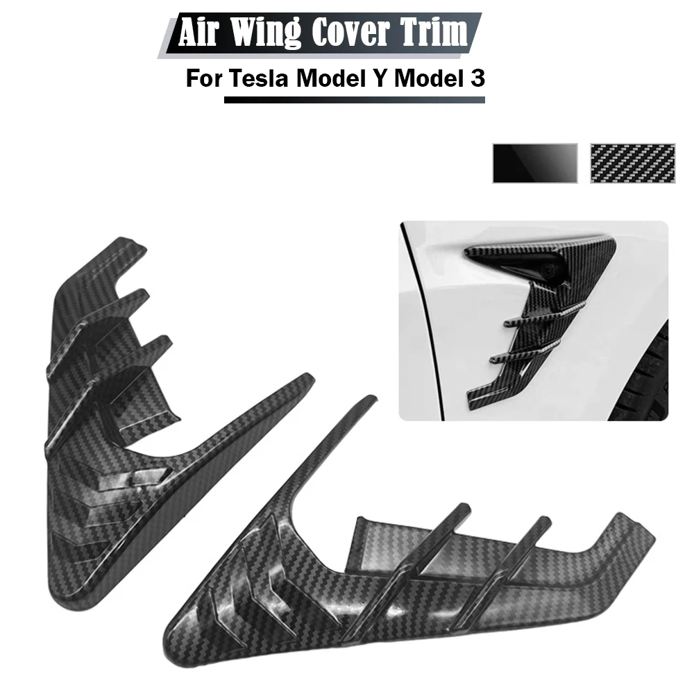 

1Pair Flank Wing Blade Car Stickers Side Camera Protector Covers Decorative Guards Auto Accessories For Tesla Model Y Model 3