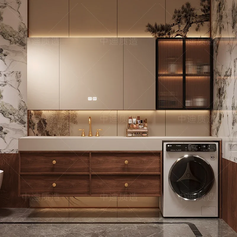 new wash basin, washing machine integrated cabinet, indoor bathroom, bathroom cabinet combined washstand, customized