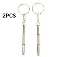 2Pcs Multifunctional Mini Screwdriver 3in1 Slotted Cross Hex Screw Driver Glasses Phone Watch Screw Repair Keyring Tool 1
