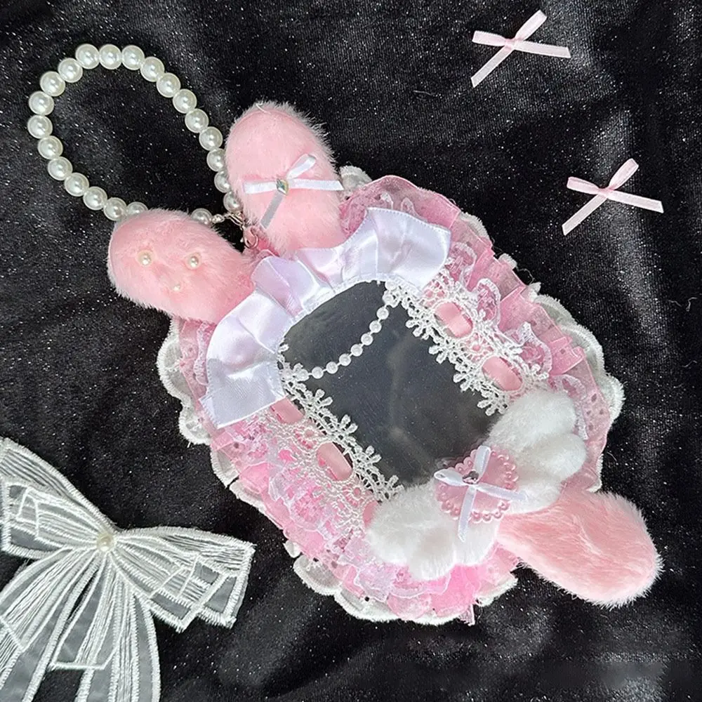 Adorable Pink Bow Plush Photo Protector Case with Lace and Ribbon