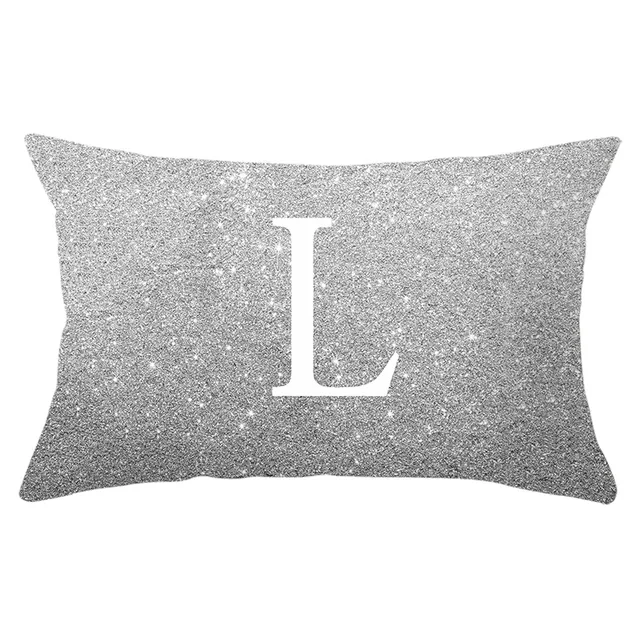 Silver Letters Lumbar Pillowcase