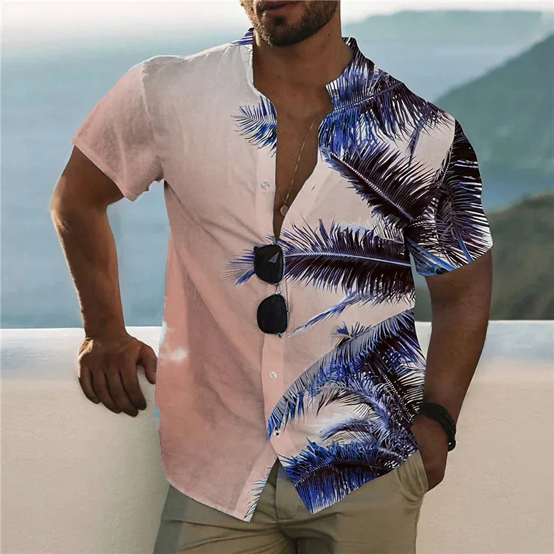 

2022 Coconut Tree Shirts For Men 3d Printed Men's Hawaiian Shirt Beach 3XL Short Sleeve Fashion Tops Tee Shirt Men Blouse Camisa