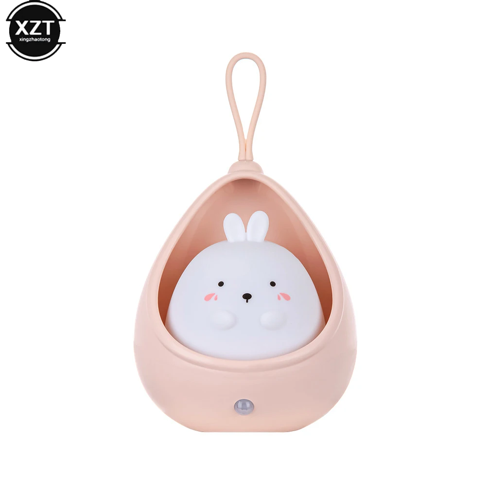 LED Night Light Sensor Control cute animal Human Induction lamp For Children Kids Bedroom USB Rechargeable Silicone wall lights