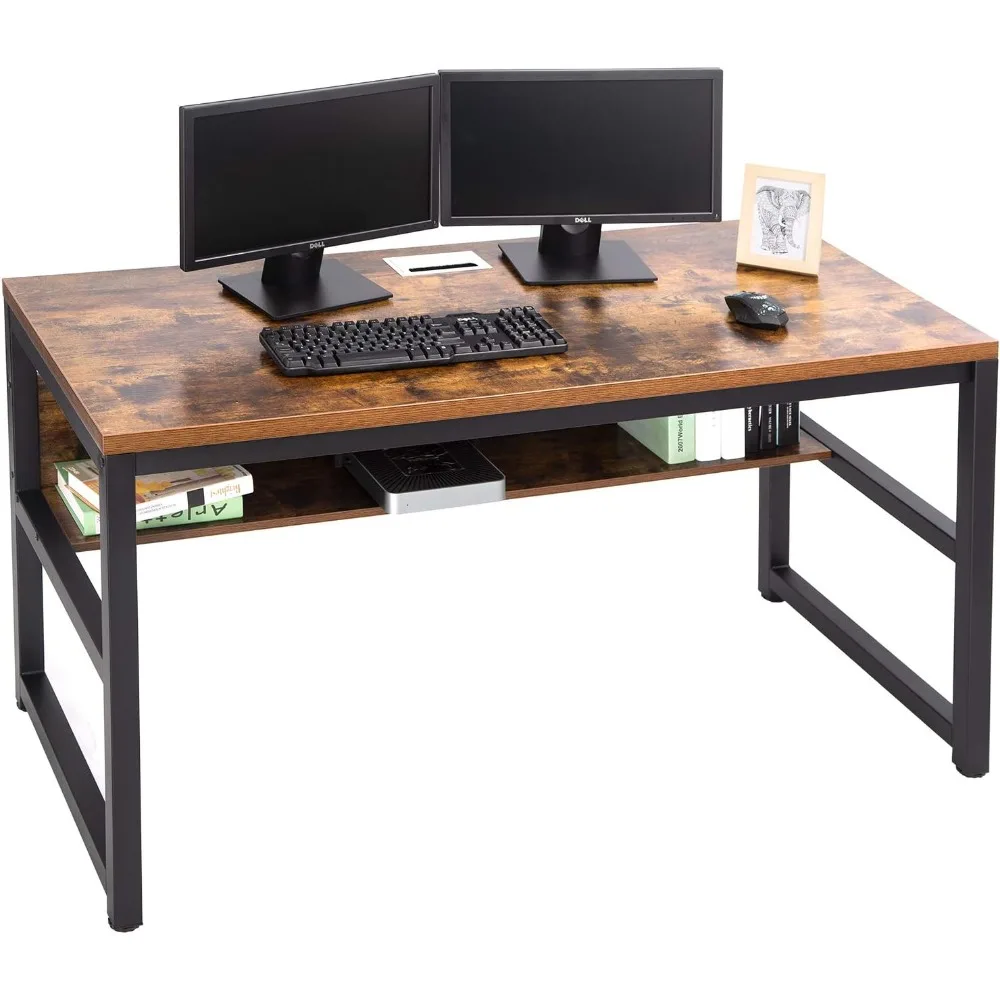 TOPSKY Computer Desk with Bookshelf/Metal Hole Cable Cover 1.18