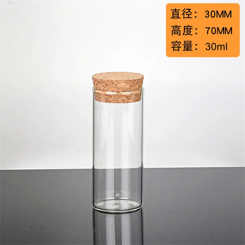 

70pcs 30ml 30*70mm Test Tubes Glass Bottle with Cork Lids Potion bottles Glass Jars Glass vessels Spice Jars Glass Tubes