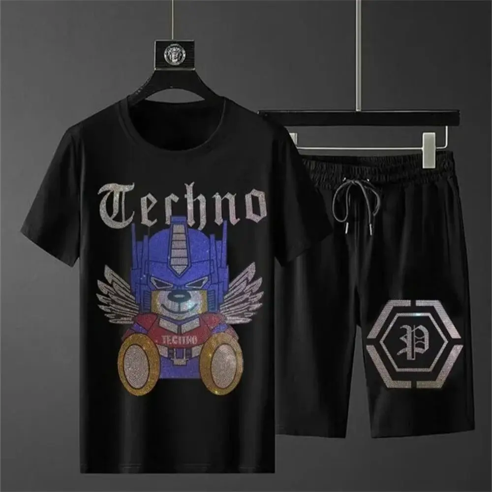 

Fashion Brand Men's tracksuit 2024 Summer Male Casual Men's Drop Shipping Men Tracksuit Round Neck Short Sleeved Beach Shorts