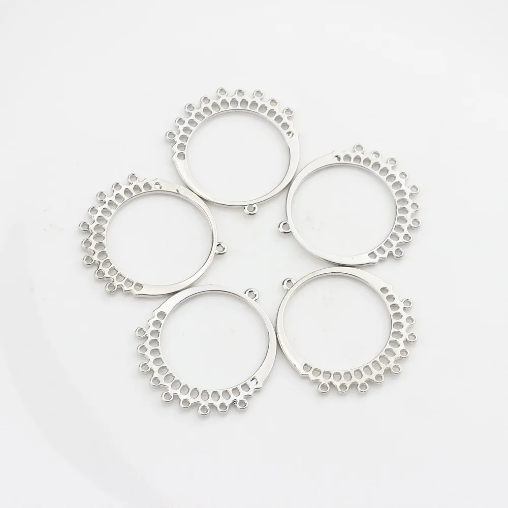 Zink-legierung Charms Runde Form Kreis Stecker Quaste Charme Für DIY Quaste Ohrringe Schmuck Finden Zubehör – Detail 5