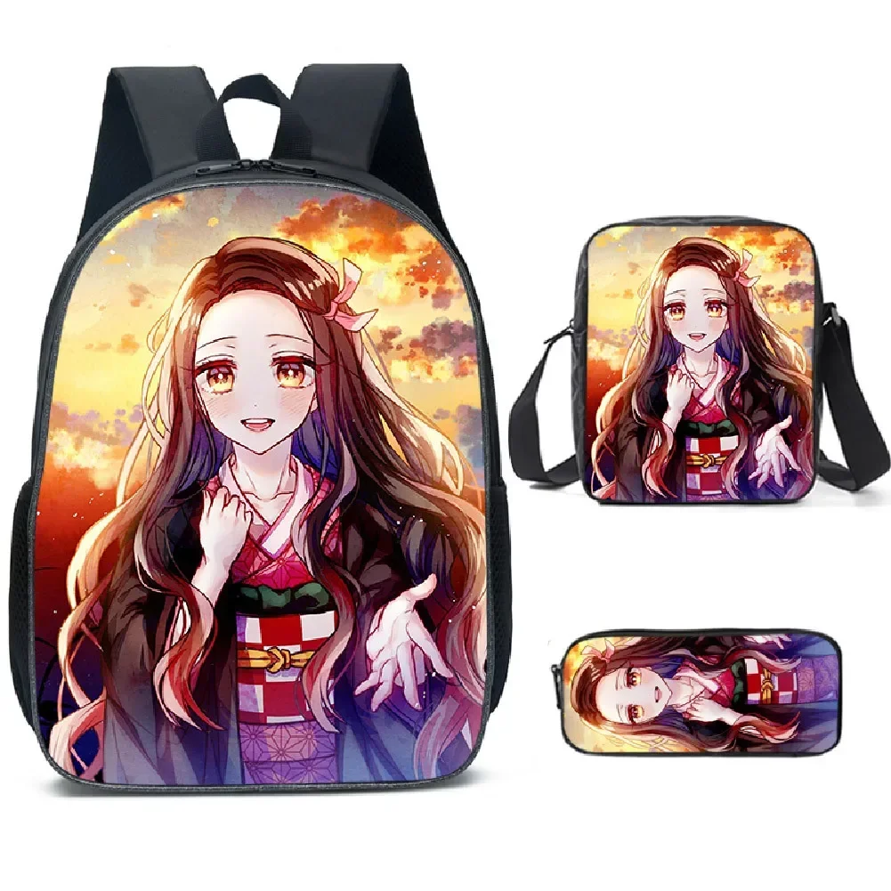 Demon Slayer: Kimetsu No Yaiba Nezuko Schoolbag Backpack Student Backpack One Piece Drop Shipping Three Piece Set