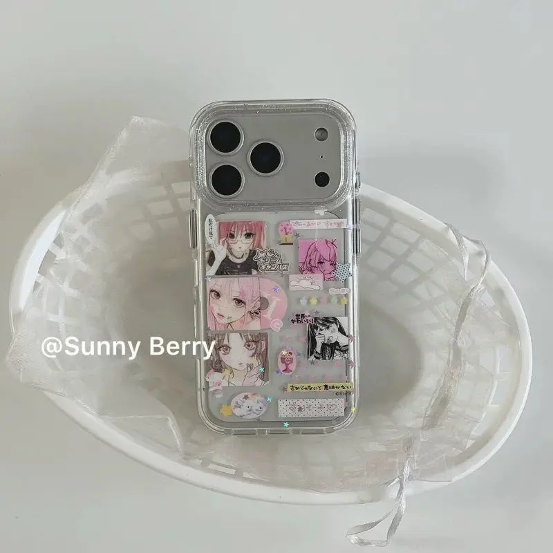 Anime Girl Glitter Love Y2K Silicone Phone Case - Popular Design