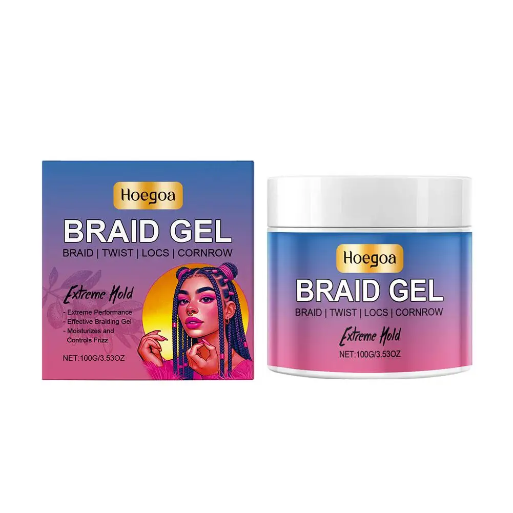 100g Styling Braiding Gel Wax Strong Hold Pomade Anti-Frizz Smooth Lasting Broken Hair Finishing Shaping Hair Cream