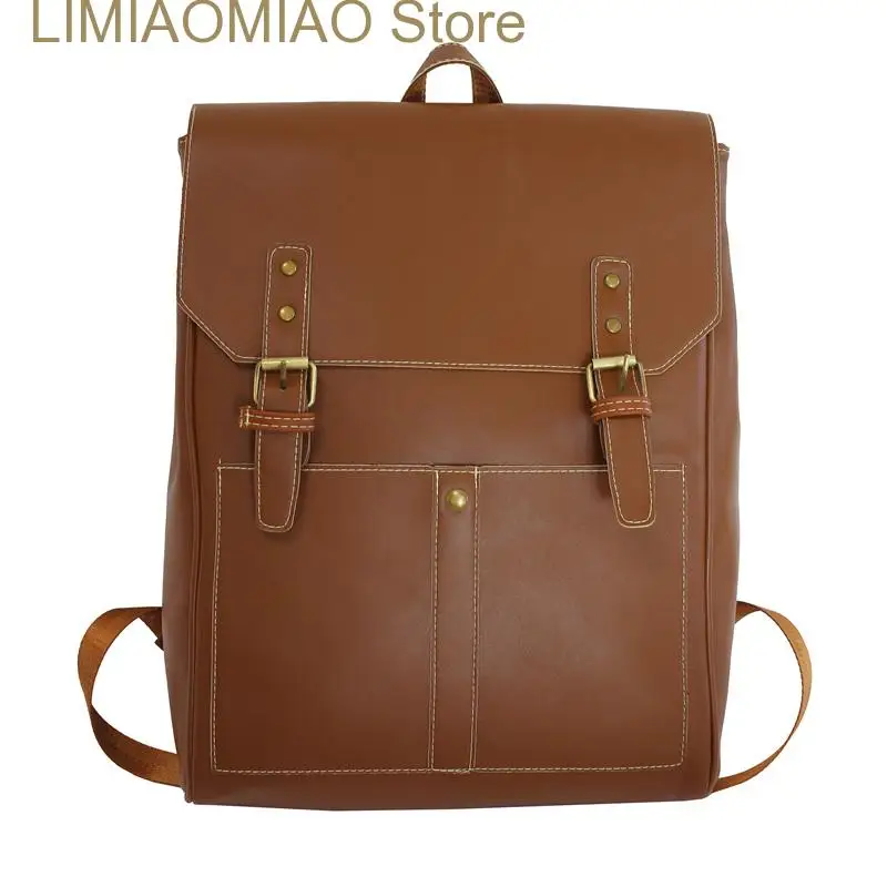 New PU Leather Woman Backpack High Quality Female Rucksack Vintage Double Shoulder Bag Large Capacity School Bag Backpacks