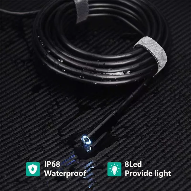 USB-C 검사 보어스코프 카메라, OTG 안드로이드 폰 PC용, 8LED 조명, 유연한 스네이크 카메라, 단일 렌즈 내시경 카메라
