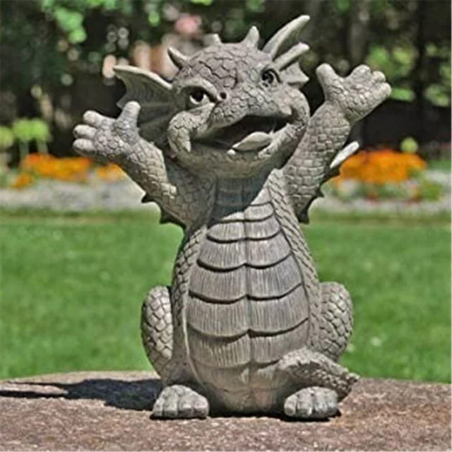Szép Kerti Sárkány Meditált Szobor Udvari Gyanta Dinoszaurusz Alakú Kültéri Udvar Dekoráció - Image 2