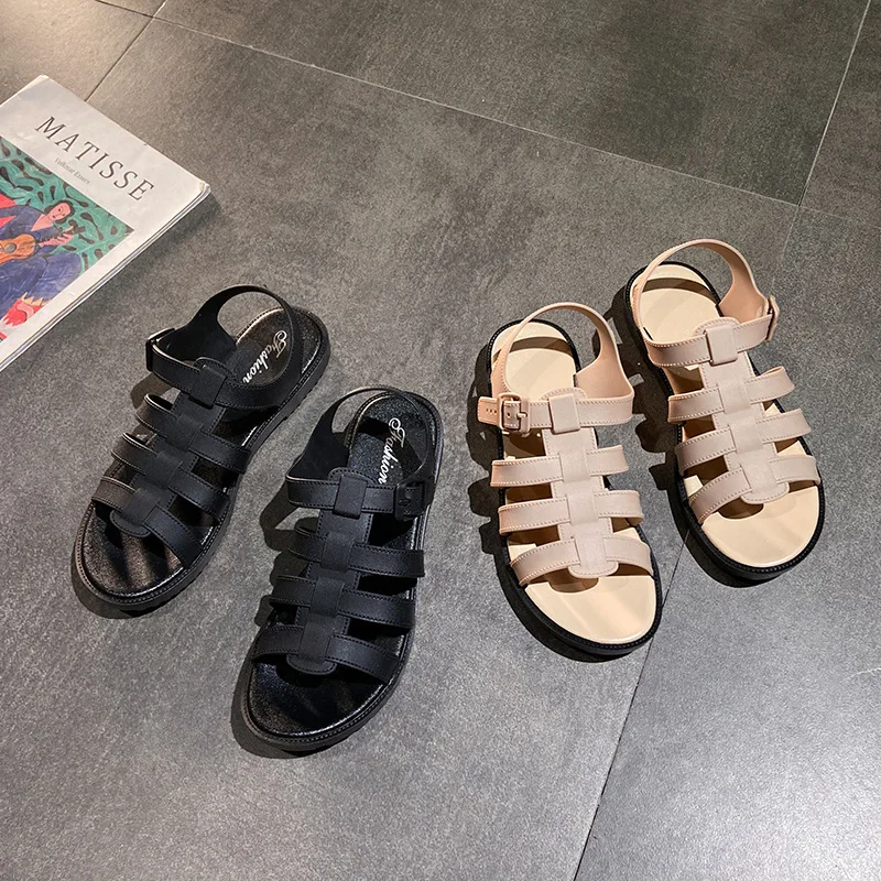 Fashion Roman Sandals Women Ins Style Casual Buckle Hollow Outdoor Girls Sandals