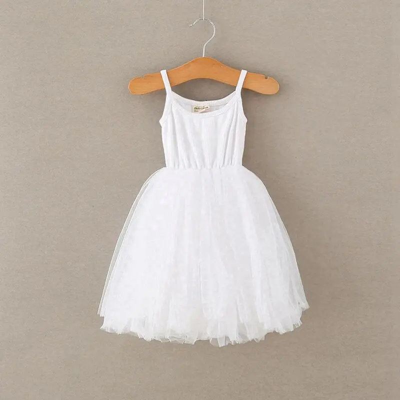 Little Girl Wedding Party Dress Summer Costumes for Girls Baby Kids Princess Tulle Tutu Vestido Children Pink Sling Clothes
