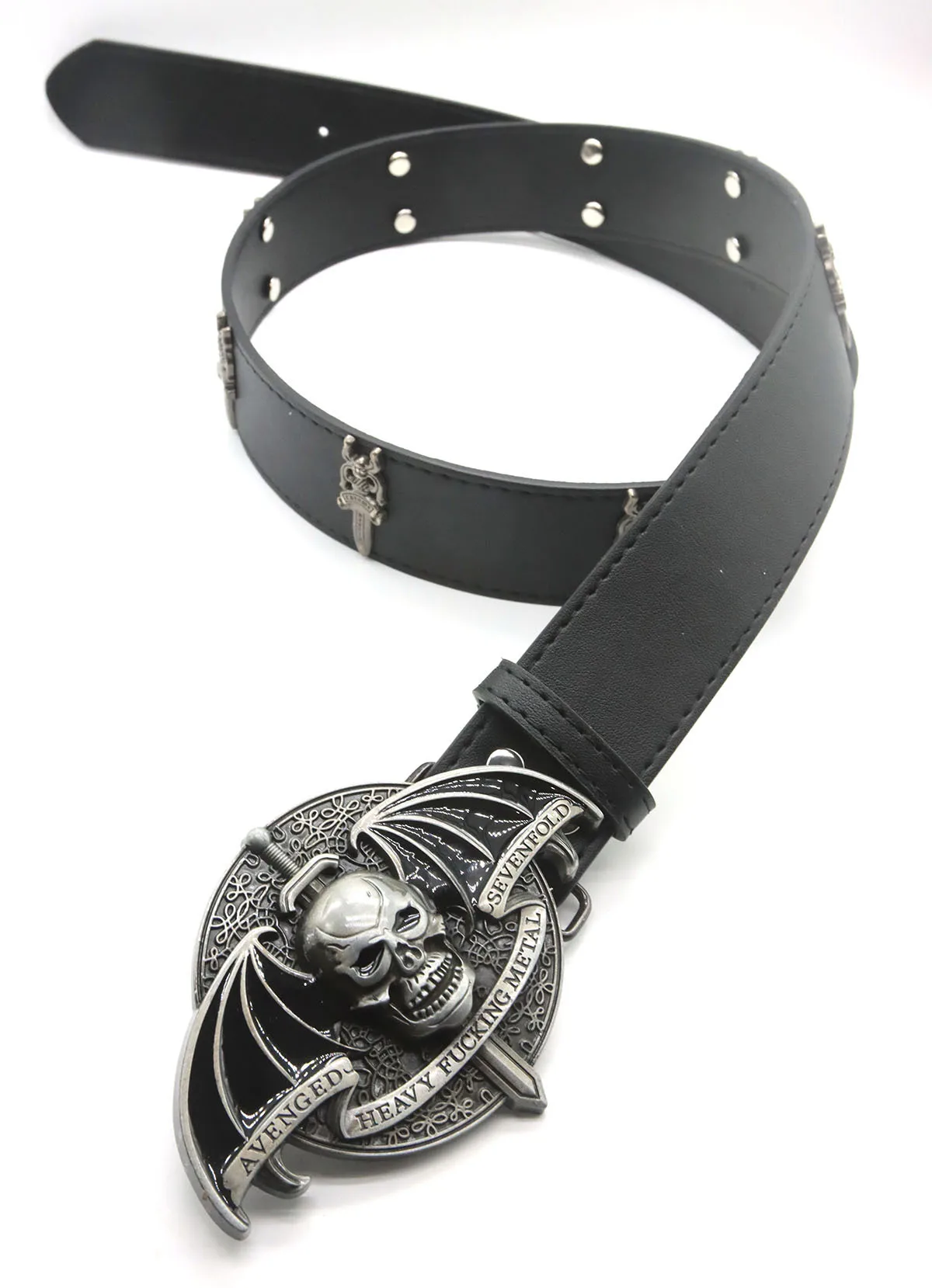 Neue Designer Schädel Flügel Gürtel für Mann American Retro Jeans Rock Zubehör Saint Sword Punk Niet Mode Y2k Gürtel – Detail 5