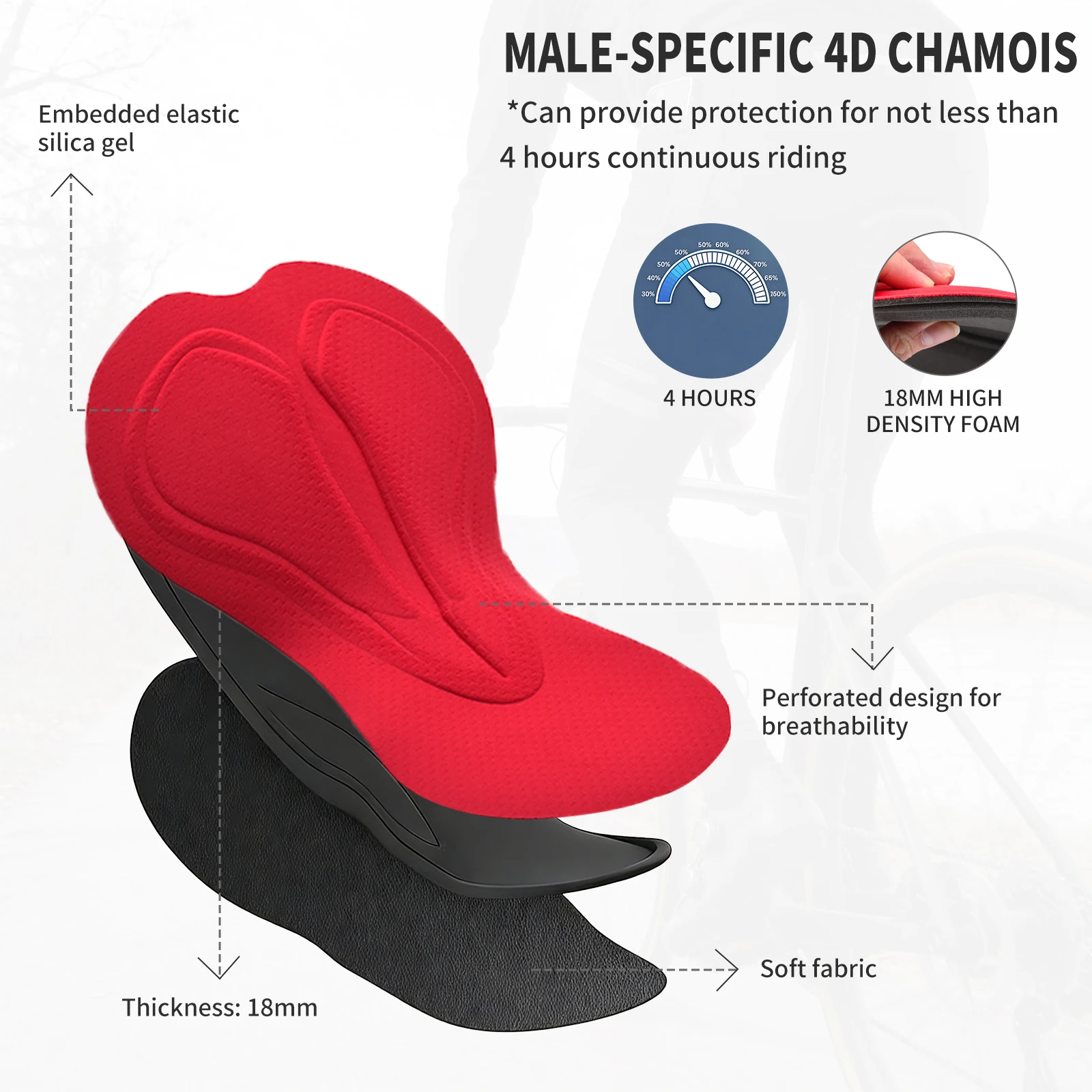 WOSAWE 남성용 자전거 긴 바지 5D 젤 패딩 긴 사이클링 바지 타이츠 레깅스 야외 라이딩 산악 도로 자전거 긴 바지