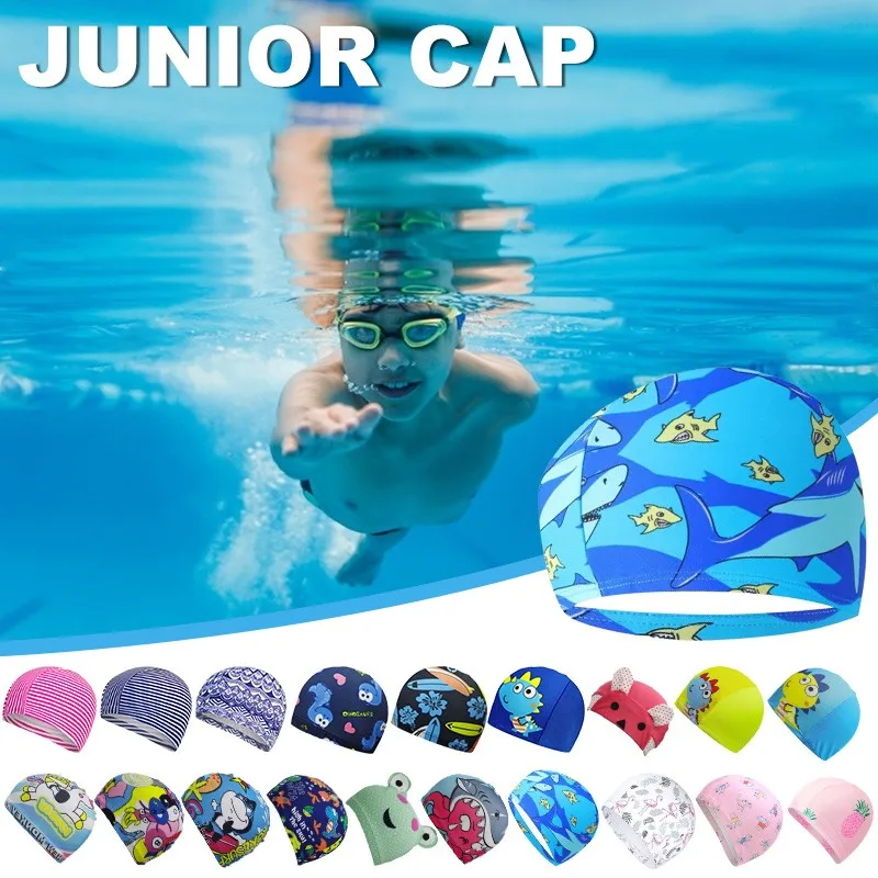 

Swimming Pool Hat Elastic Free Size Nylon Waterproof For Men Women Women's Cap Cute Protection Long Hair Swimming Cap Cartoon