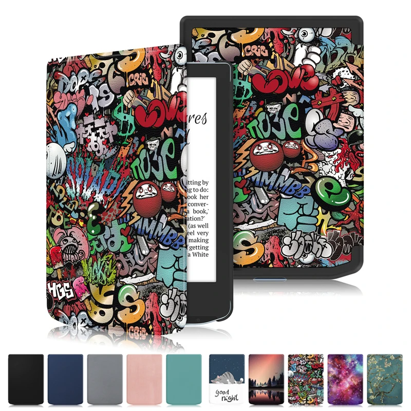 Couro Duro Smart Ebook Case para Funda Moda Paint Capa para Pocketbook Verso 629 634 6