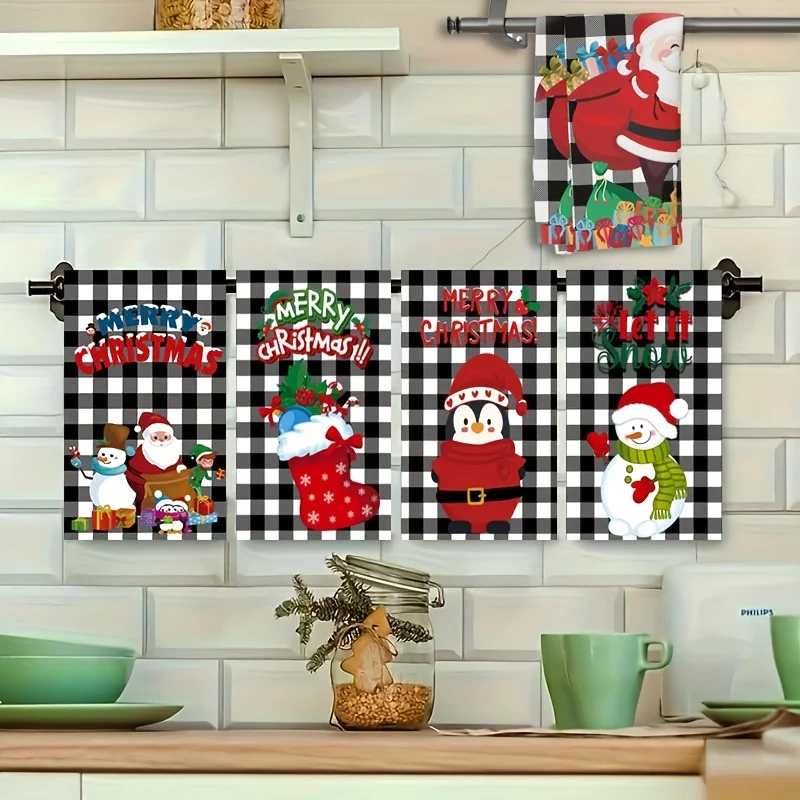 Description Picture 4 of item5pcs Christmas Towels Set, Modern Style, Super Absorbent, 500 GSM, for Bathroom & Kitchen, Decorative Dishcloths