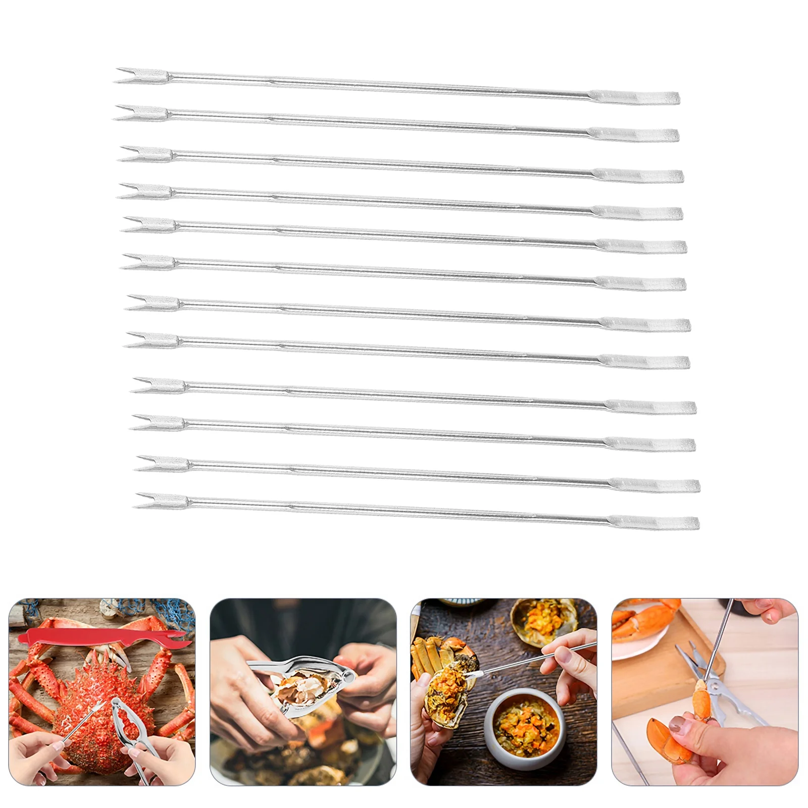 

12PCS Kitchen Seafood Tools Professional Stainless Steel Nut Shellfish Pick Seafood Lobster Forks for Home Kitchen Restaurant