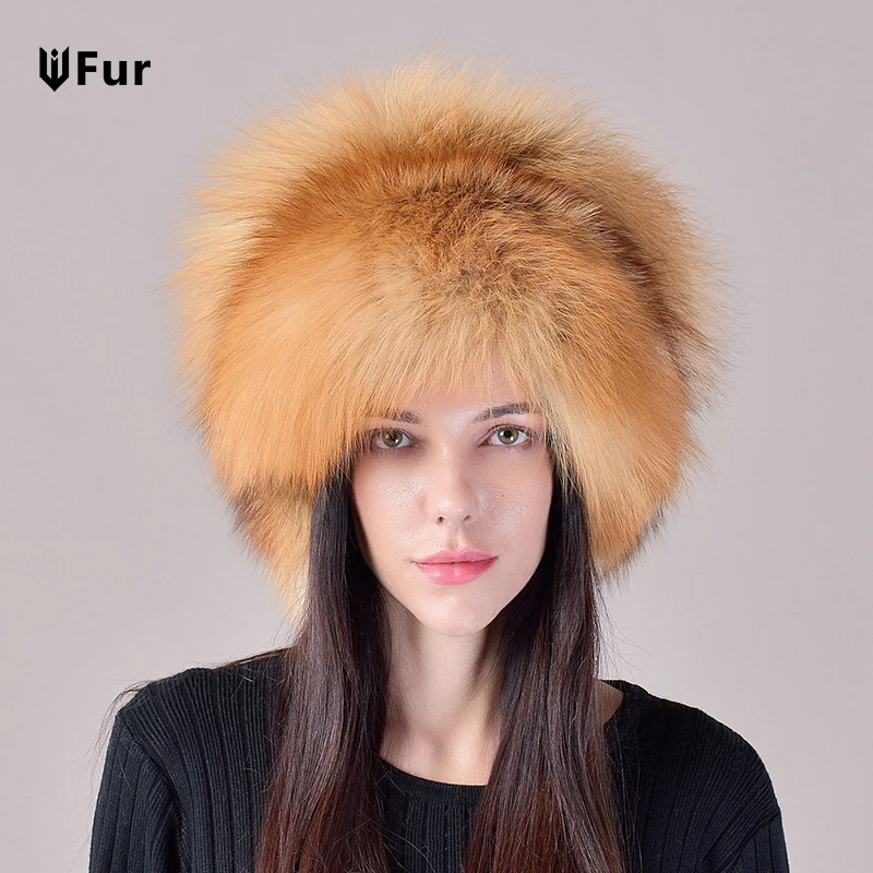 Men Real Fox Fur Beanies Hat Mongolian Hat Unique Process Fox Tail Design Luxury Winter Warm Hats For Fashion Men Bomber