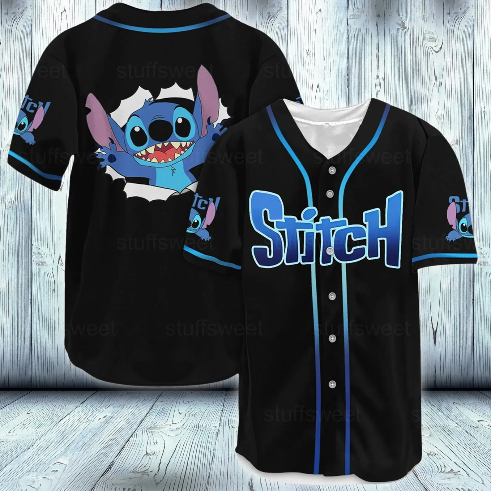 

Stitch Baseball Jersey Custom Name Kids Adult Baseball Jersey Sports Outfits Disney Baseball Jersey Casual Short-sleeved Shirt
