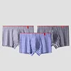Men Underwear Boxer Plaid Loose Shorts Low Rise Home Panties Cotton Boxershorts 100% U Convex Sexy Sleep Bottoms Family Trunks