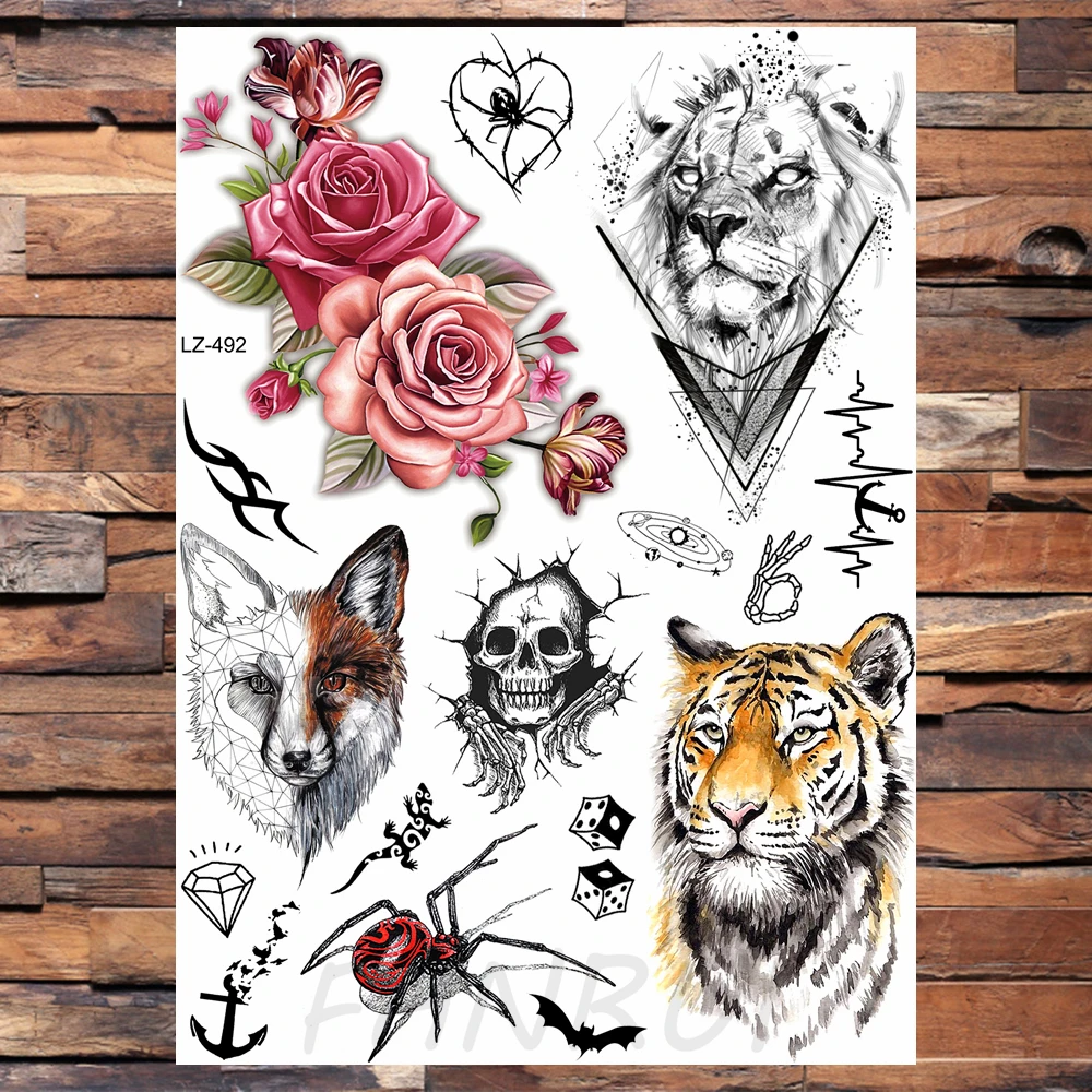 Sexy Watercolor Flower Lavender Temporary Tattoos Women Girls Sticker Fake Tatoos Body Art Realistic Tattoo Sheets Flora