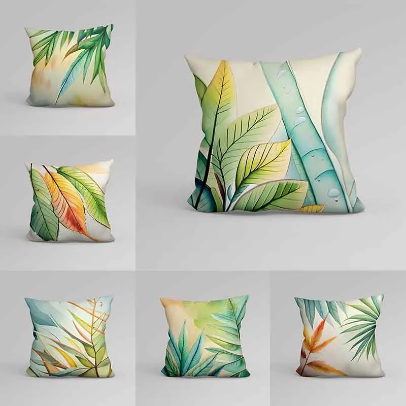 

Office Sofa Cushion Cover Plant Leaf Print Luxury Home Decor Cushion Cover