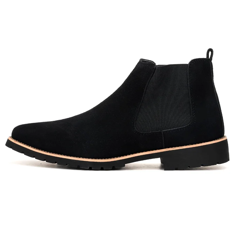 Nubuck 남성용 가죽 앵클 부츠, 영국 스타일, 클래식 스웨이드 부츠, 캐주얼 신발, 미끄럼 방지 하이 퀄리티 비즈니스, 겨울 부츠