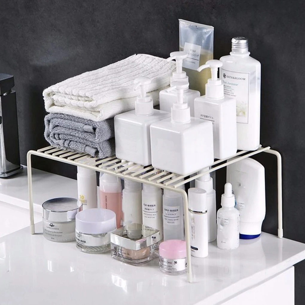 

Storage Shelf Stackable Metal Hollow Shelves Cabinet Organizer Bowls Cup