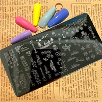 Christmas Tree Nail Stamping Plate Christmas Nail Art Template Ribbon Nail Stamp Plate Mouteen-173 2
