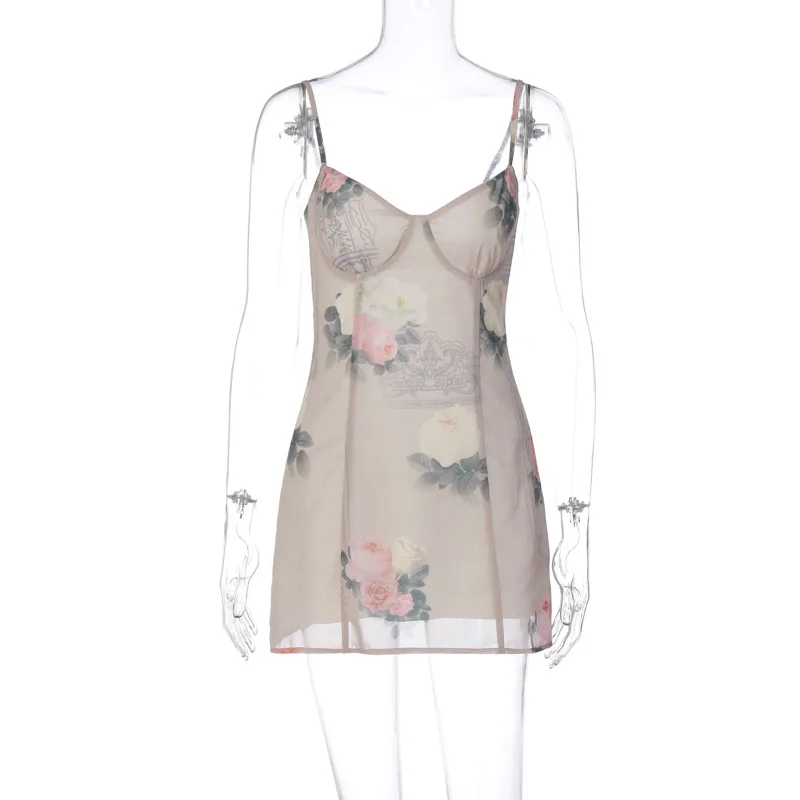 Fashionable Printed Strap Chiffon Summer Dress -Se4304e3e8bb44eabbd80fb002c0a1546w