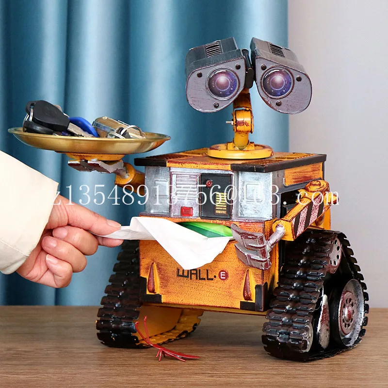 WALL-E Wall-E 로봇 모델 금속 서랍 상자, 빈티지 크리에이티브 거실 티슈 박스, 다리미 장식 선물