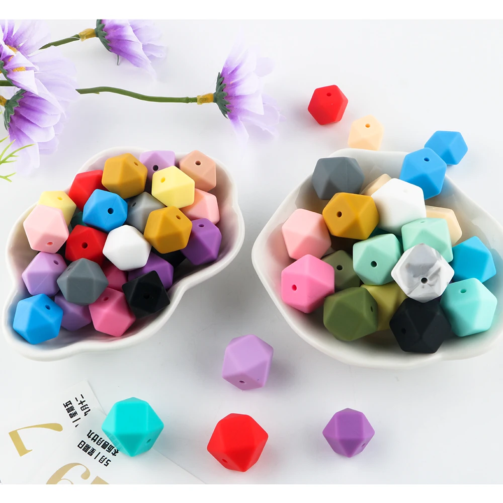 

10/20pcs/Lot 14mm/17mm Silicone Hexagon Beads For Jewelry Making DIY Pacifier Chain Keychain Bracelet Jewelry Accessories