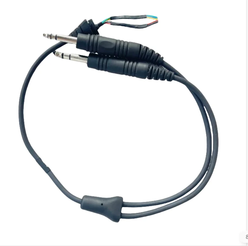 Double Plug Cable for Bose A20 Aviation Headset Stereo 6.3mm 5.2mm