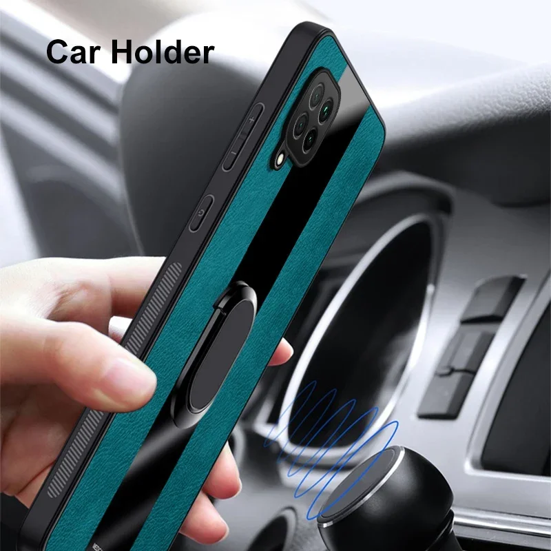 Luxury Leather Magnetic Ring Holder Phone Case - Premium Silicone Protection