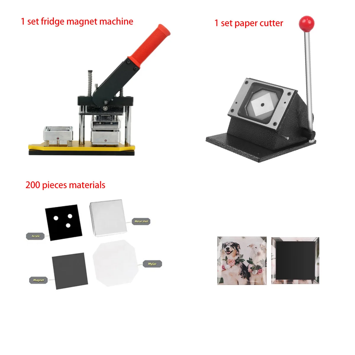 200pcs materials with 63.5*63.5mm Photo Magnet Refrigerator Sticker Machine Fridge Magnet making Machine
