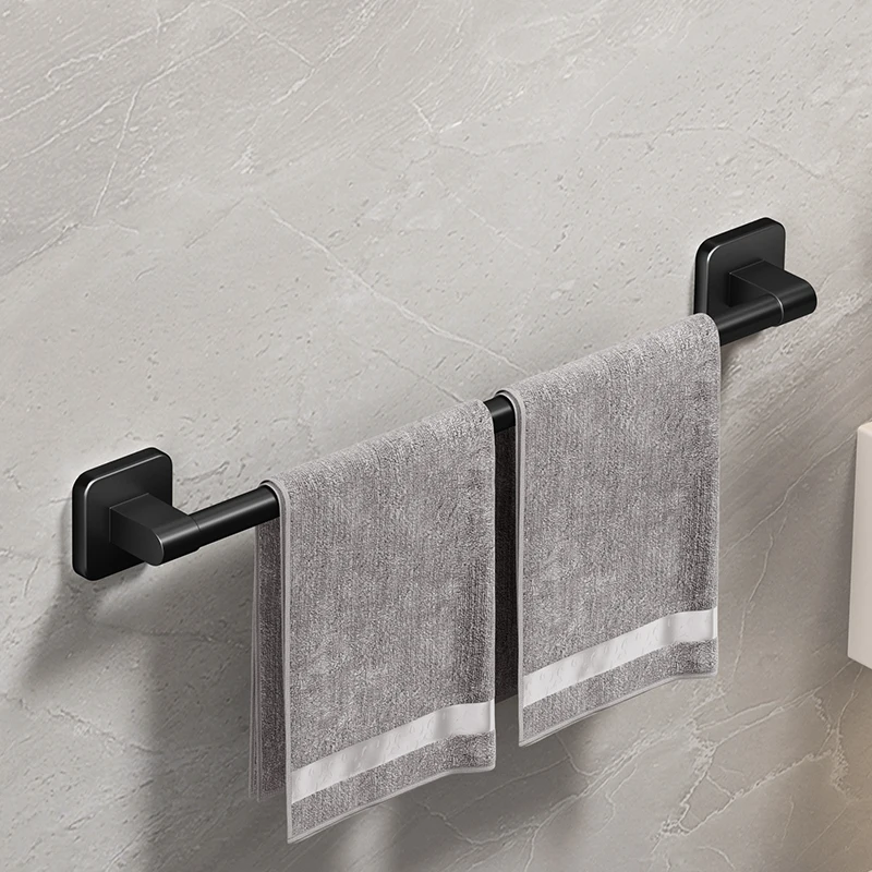 Wall Mounted Towel Rack Bathroom Storage Rack No Drilling Horizontal Bar Kitchen Accessories