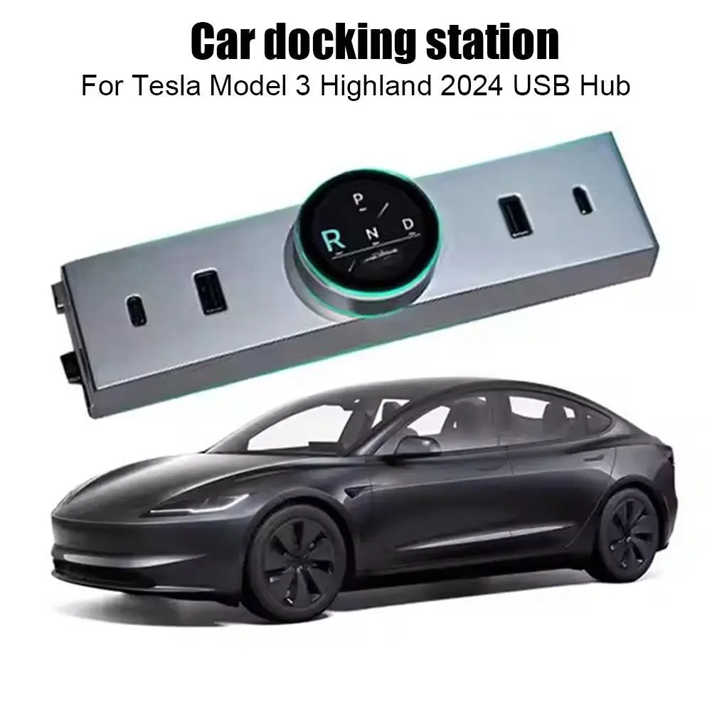 

New Knob Gear Shifter Docking Station for Tesla Highland Center Console 20W - Type C 18W - USB Quick Charger