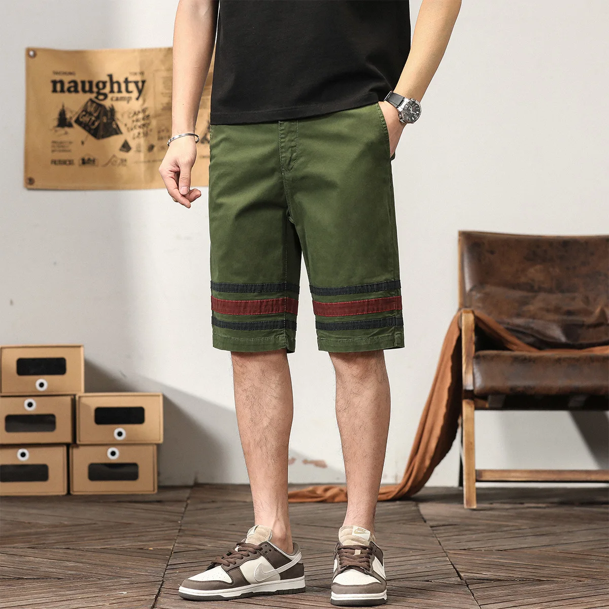 2024 Men's Casual Shorts Summer Loose Breathable Outdoor Camping Waterproof Sports Shorts Fashion Versatile Cargo Shorts