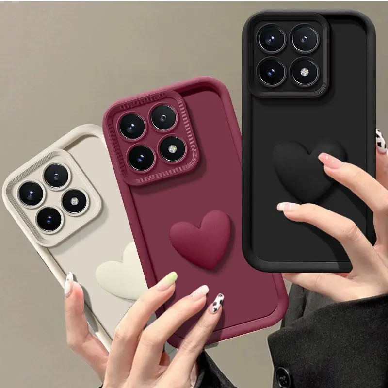 Adorable 3D Love Heart Silicone Phone Case - Soft, Protective Cover
