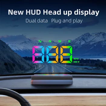 Display Head-Up GPS con Allarme di Sovravelocità e Regolazione Automatica della Luminosità, Tachimetro Digitale per Auto per Migliorare la Sicurezza alla Guida